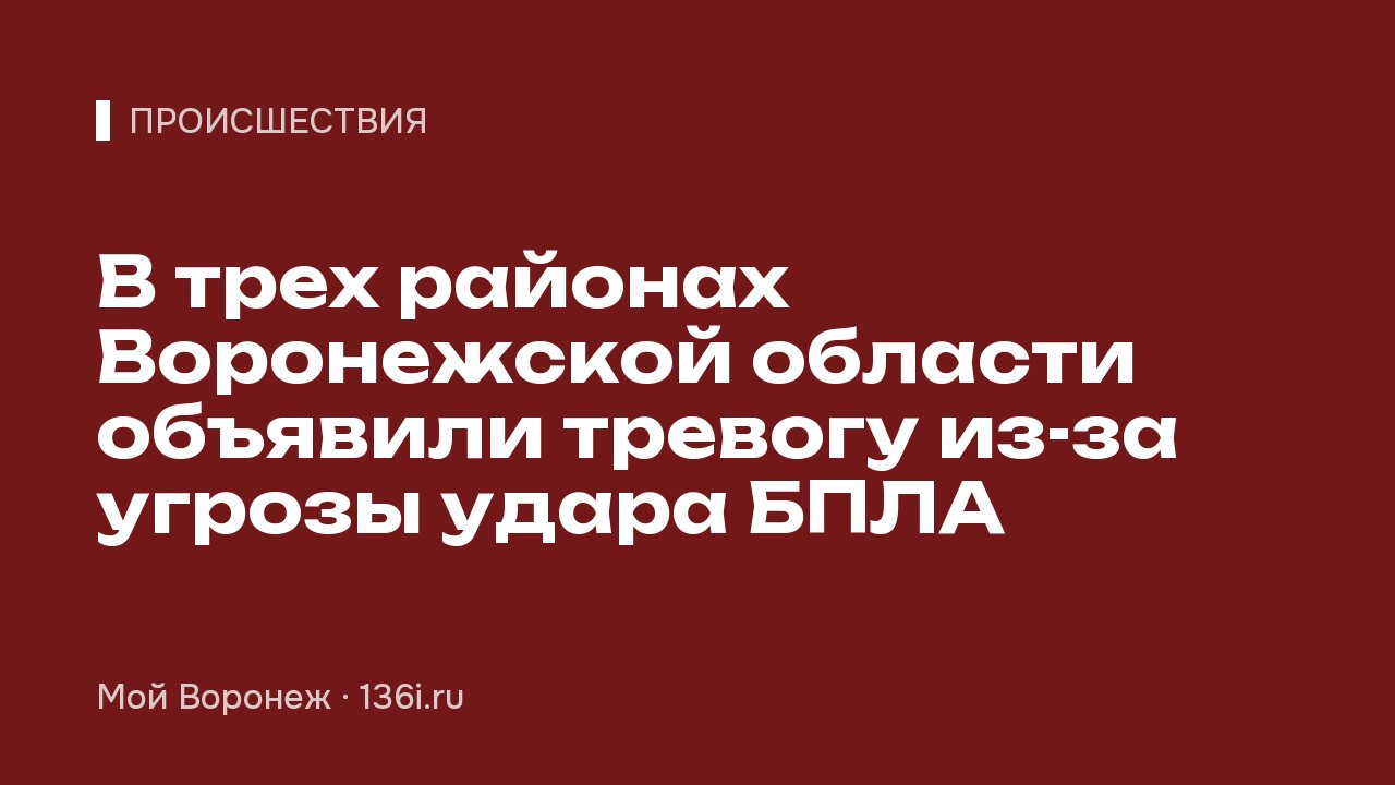 В трех районах Воронежской области объявили тревогу из-за угрозы удара БПЛА